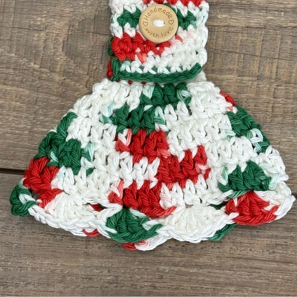 Kitchen‎ Tea Hand Towel Topper Holder Christmas Holiday Cotton Crochet by Seller